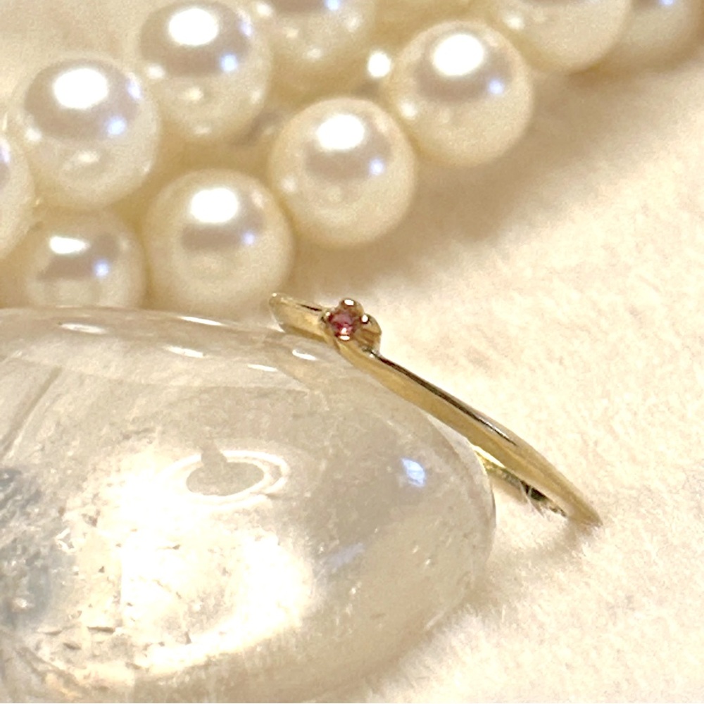 Elegant Vintage Gold Tone With Pink Stone Minimalist Ring